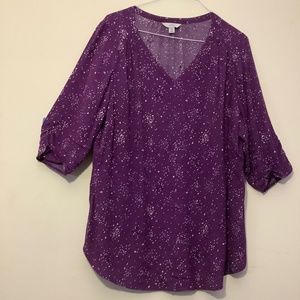 Croft & Barrow purple easy-fit V-neck top, size 1X